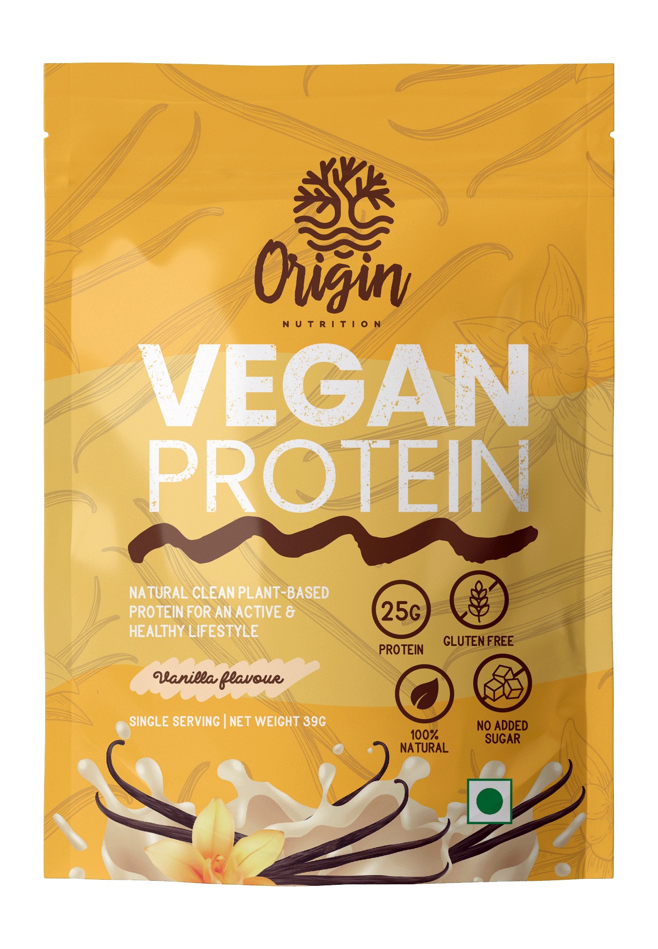 Origin Nutrition 100% Natural Vegan Protein Powder, Vanilla Flavour with 25g Plant Based Protein