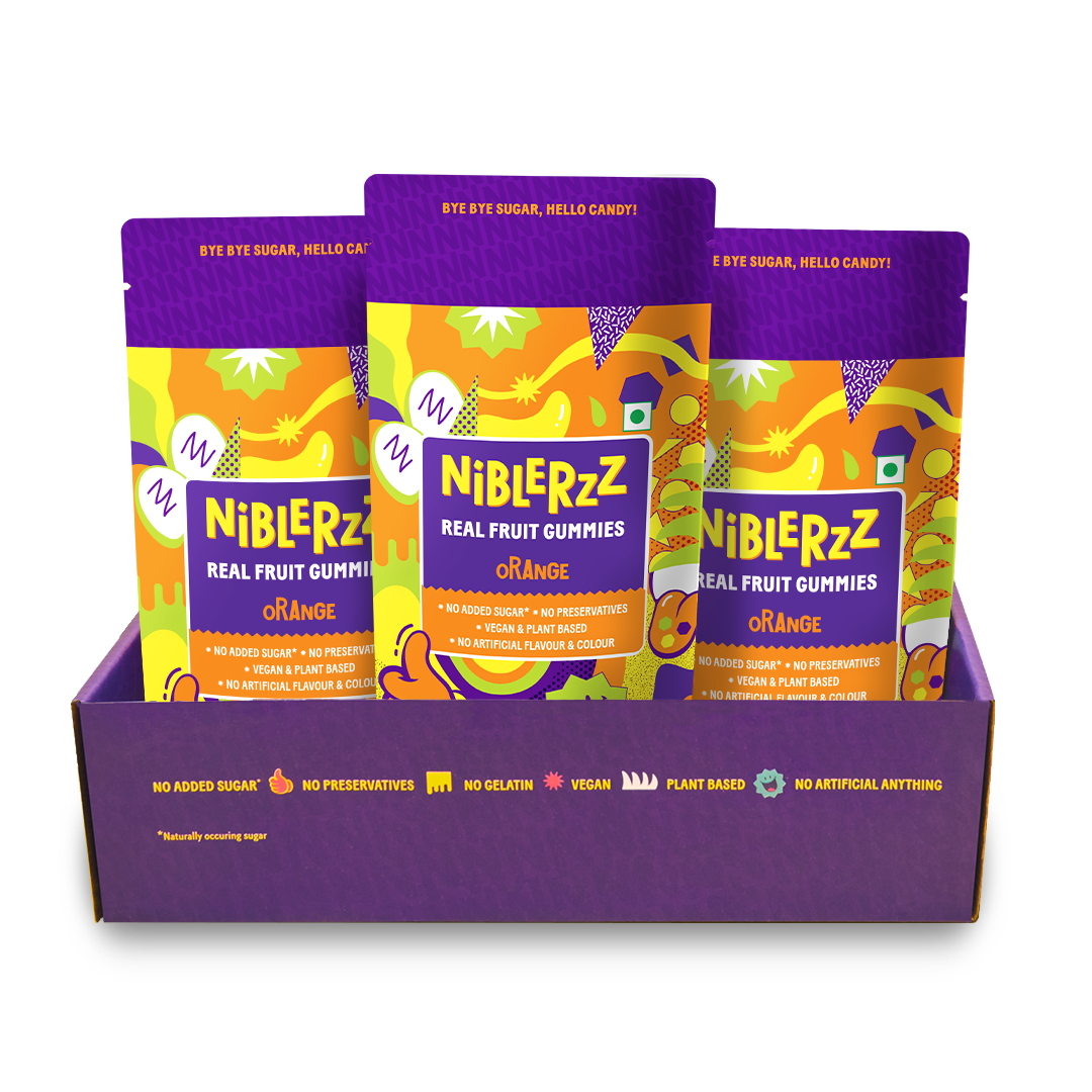 Niblerzz Real Fruit Gummies Orange- Pack of 3